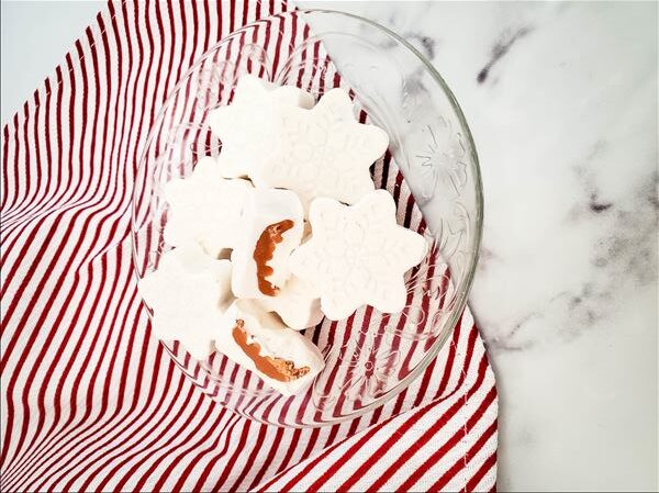 White Chocolate Caramel Filled Snowflake Candies